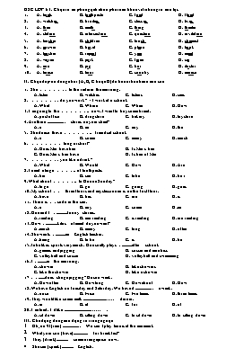 Đề khảo sát chất lượng học sinh khá giỏi Tiếng anh lớp 6 - Năm học 2010-2011 - Phòng GD & ĐT Hồng Lĩnh